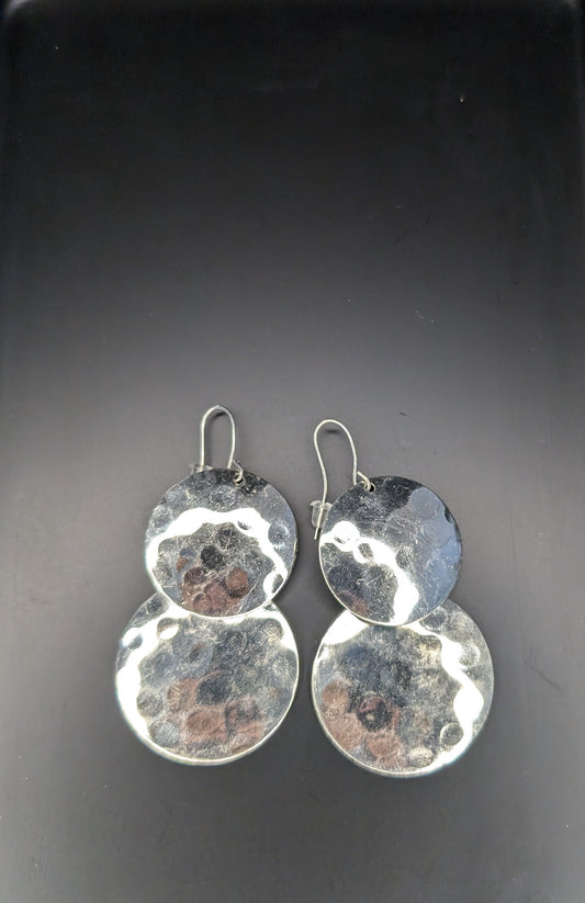 2 drop disc Beaten Earrings